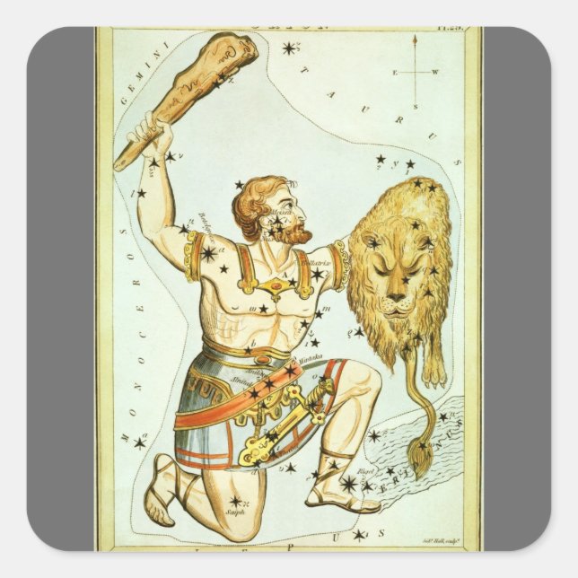 Urania-Spiegel, Vintage Astronomie-Himmelskarte Quadratischer Aufkleber (Vorderseite)