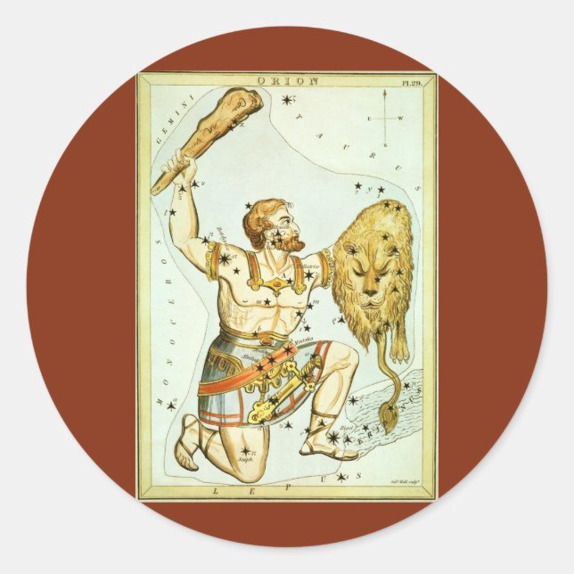 Urania-Spiegel, Vintage Astronomie-Himmelskarte Runder Aufkleber (Vorderseite)