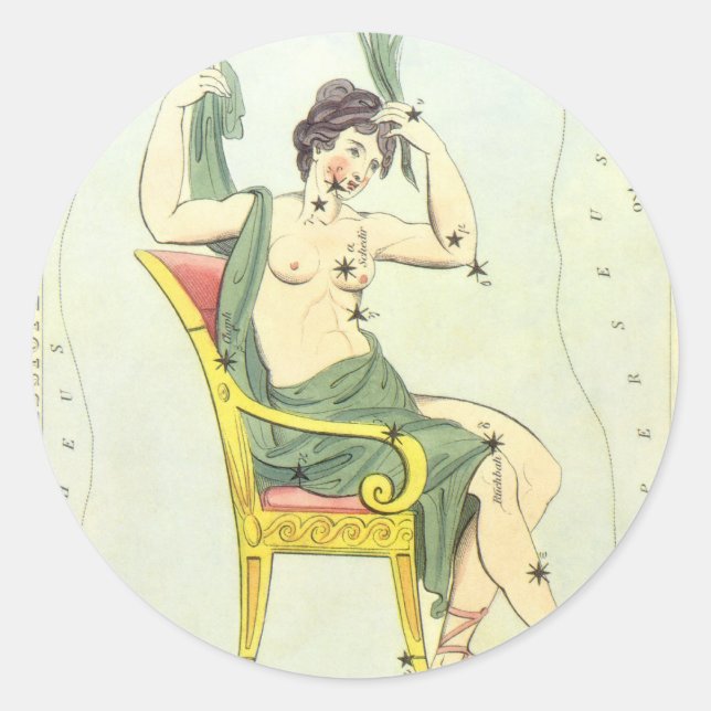 Urania-Spiegel, Vintage Astronomie-Himmelskarte Runder Aufkleber (Vorderseite)