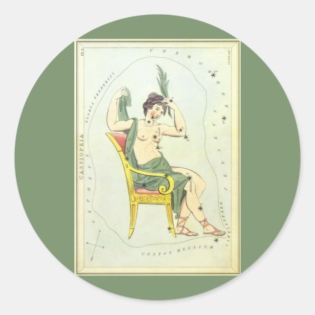 Urania-Spiegel, Vintage Astronomie-Himmelskarte Runder Aufkleber (Vorderseite)