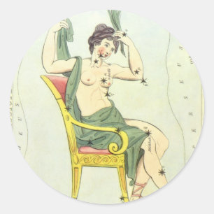 Urania's Mirror, Vintage-Astronomie-Himmelskarte Runder Aufkleber