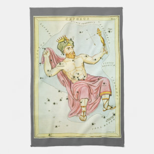 Urania's Mirror, Vintage Astronomiekarte des Himme Geschirrtuch