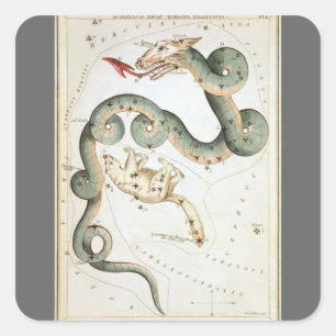 Urania's Spiegel, Vintage-Astronomie Himmelskarte Quadratischer Aufkleber