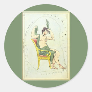 Urania's Spiegel, Vintage-Astronomie-Himmelskarte Runder Aufkleber
