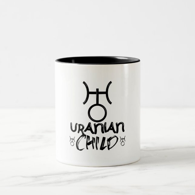 Uranisches Kindersymbol Astrologie Zodiac Planet Z Zweifarbige Tasse (Mittel)