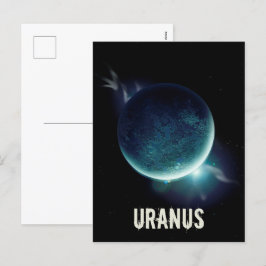 Uranus blauer Planet 3D-Universum-Darstellung Feiertagspostkarte