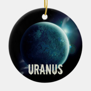 Uranus blauer Planet 3D-Universum-Darstellung Keramik Ornament