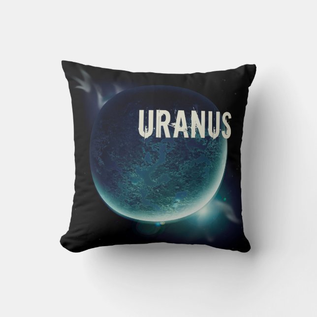 Uranus blauer Planet 3D-Universum-Darstellung Kissen (Vorderseite)