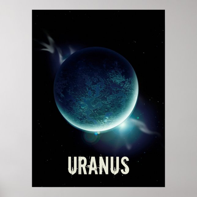 Uranus blauer Planet 3D-Universum-Darstellung Poster (Vorne)
