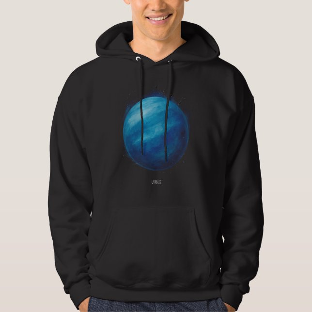 Uranus Planet Artwork - Cosmic Space Illustration Hoodie (Vorderseite)
