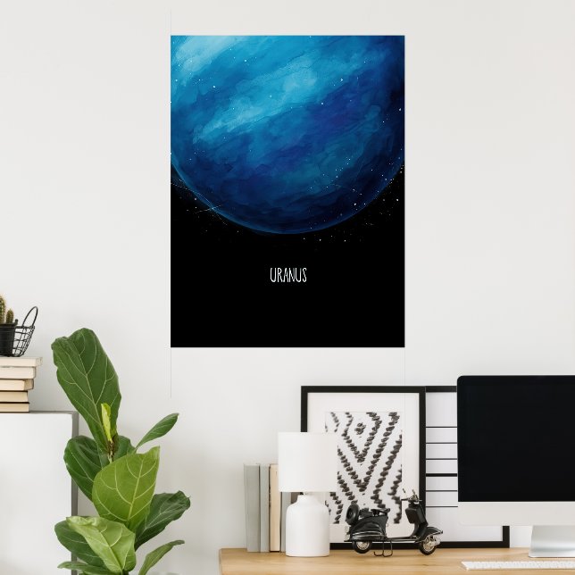 Uranus Planet Artwork - Cosmic Space Illustration Poster (Heimbüro)