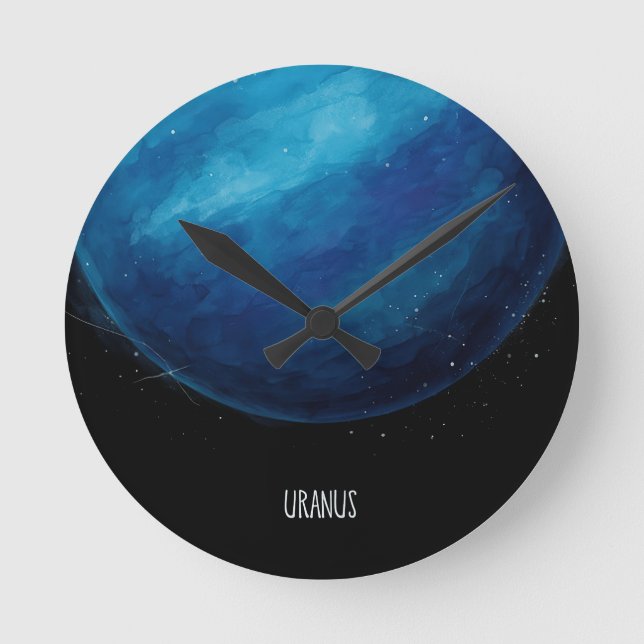 Uranus Planet Artwork - Cosmic Space Illustration Runde Wanduhr (Vorderseite)