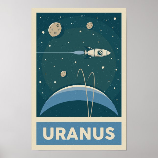 Uranus Retro Galaxy Rocket Poster (Vorne)