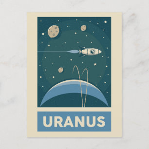 Uranus Retro Galaxy Rocket Postkarte