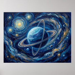 Uranus Sternennacht Sonnensystem Poster