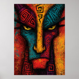 Urarchetyp Gesicht Abstrakt Kunst – Expressionismu Poster