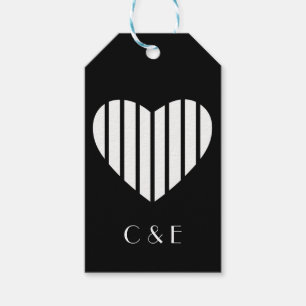Urba Script Monogram Herz auf schwarz Geschenkanhänger