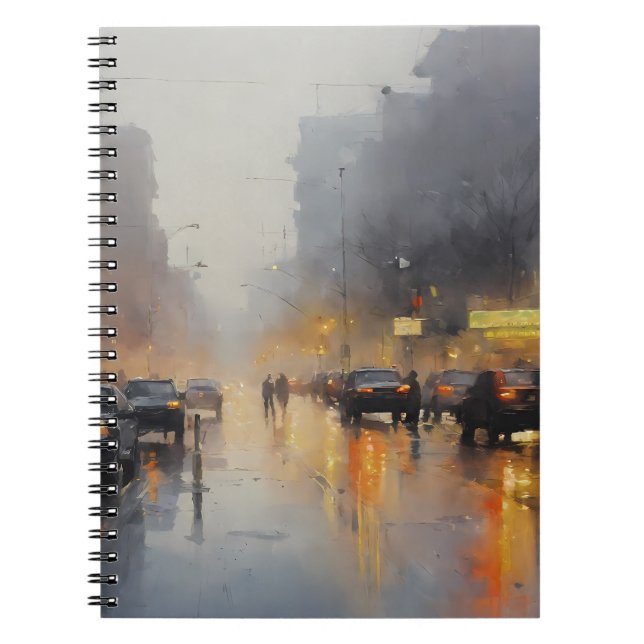 Urban Abend Rain Szene Notizblock (Vorderseite)