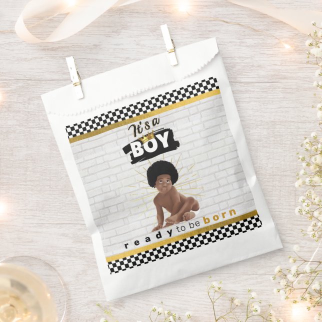 Urban Afro Baby Boy| Retro Hip Hop Baby Dusche Geschenktütchen (Ausgeschnitten)