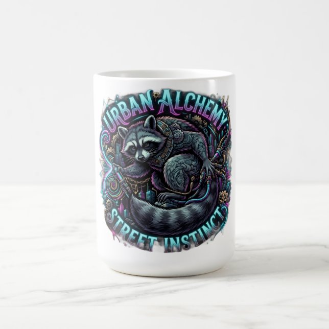 Urban Alchemy Waschbär Langarmshirt Kaffeetasse (Mittel)