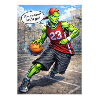 Urban Alien Basketball Player - Comic Style Art Fotodruck