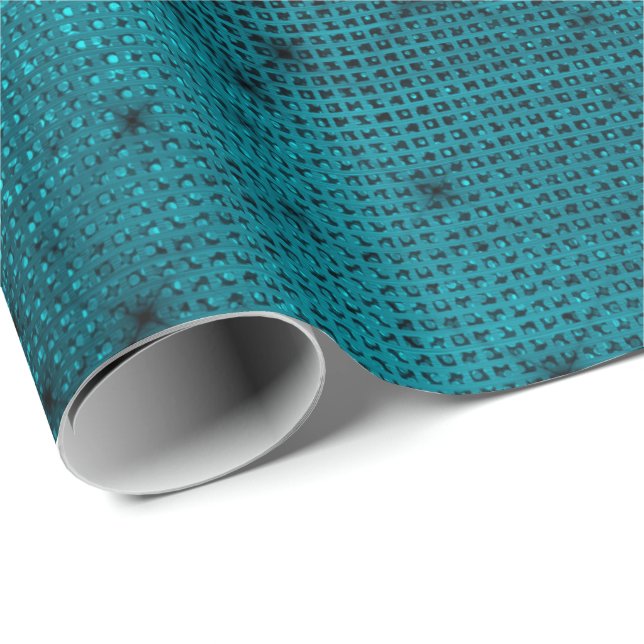 Urban Aquamarin Aquatic Black Elegante Grillsequen Geschenkpapier (Rolleneckpunkt)