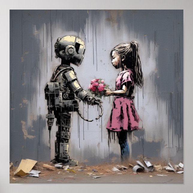 Urban Art Delight: Banksy Street Art mit R Poster (Vorne)