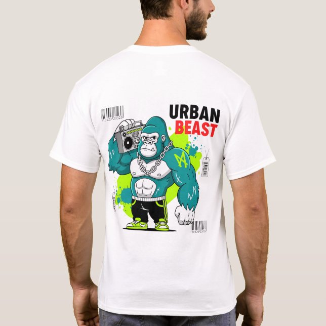 Urban Beast - Gorilla mit Boombox & Chains T-Shirt (Rückseite)