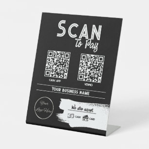 Urban black 2 QR-Codes Tattoo Shop Scan zu zahlen Sockelschild