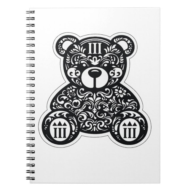 Urban Black & White Bear Spiral Notebook Notizblock (Vorderseite)