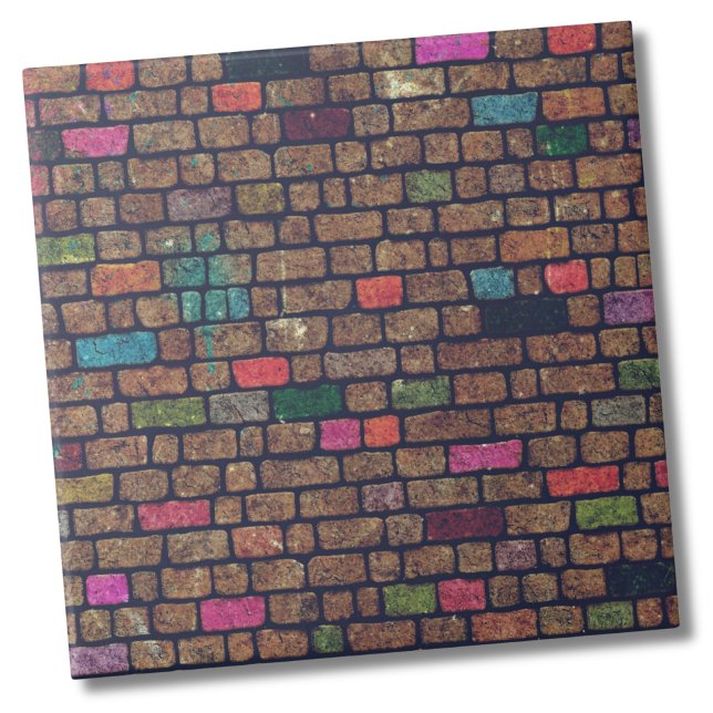 Urban Brick Pattern Fliese (Colorful Distressed Rustic Painted Bricks Pattern Ceramic Tile)