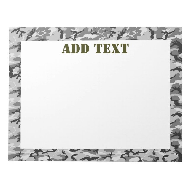Urban Camouflage Pattern - Schwarz & Grau Notizblock (Vorderseite)