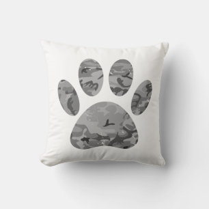 Urban Camouflage Puppy Paw Print Kissen