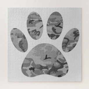 Urban Camouflage Puppy Paw Print Puzzle