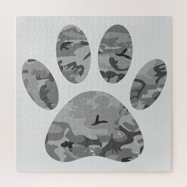 Urban Camouflage Puppy Paw Print Puzzle (Vertikal)