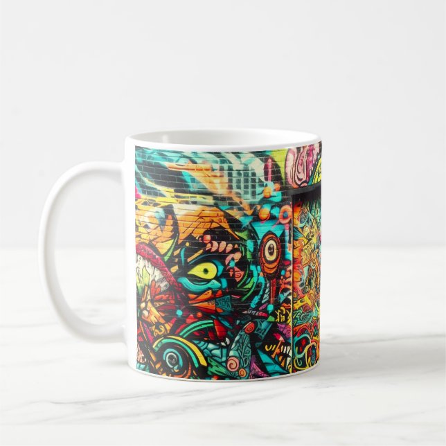 Urban Chaos Mug – Vibrant Street Art Energy Kaffeetasse (Links)