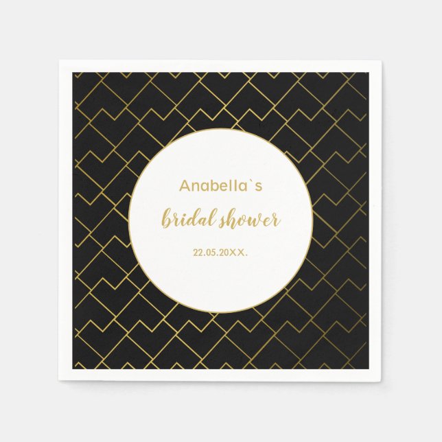 Urban Chic Geometric Golden Black Pattern Serviette (Vorderseite)
