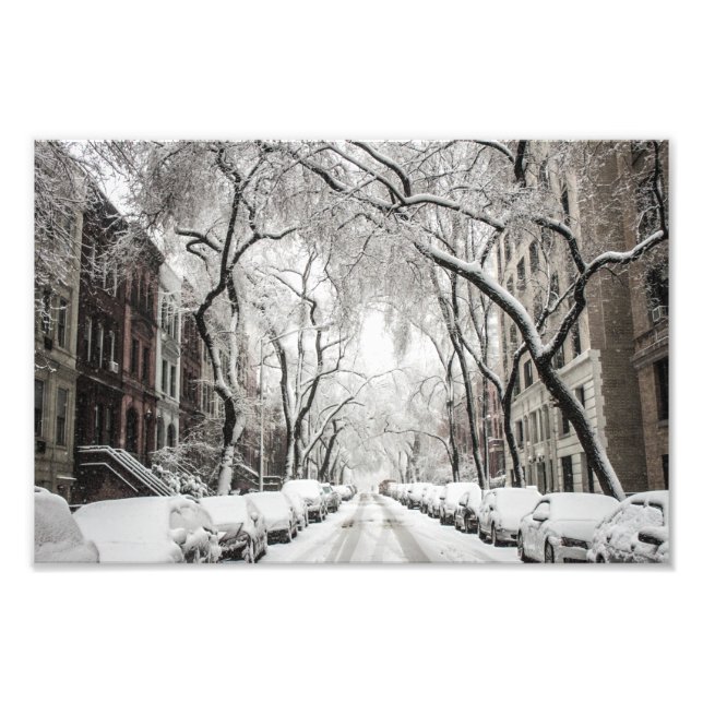 Urban Christmas Snow in Brooklyn NY Fotodruck (Vorne)