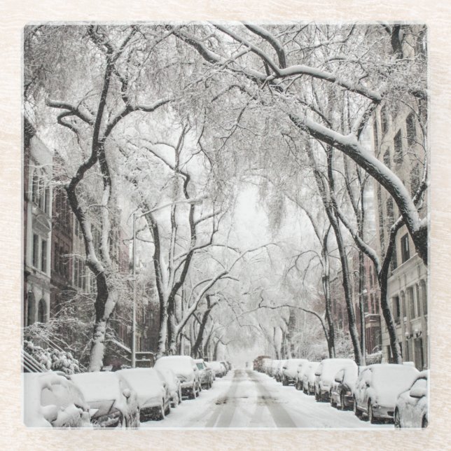 Urban Christmas Snow in Brooklyn NY Glasuntersetzer (Vorderseite)