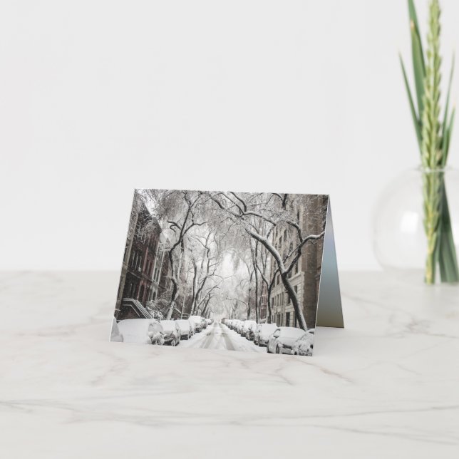 Urban Christmas Snow in Brooklyn NY Karte (Vorderseite)