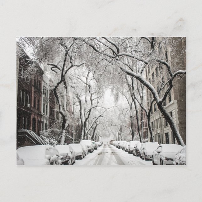 Urban Christmas Snow in Brooklyn NY Postkarte (Vorderseite)