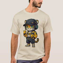 Urban Claw Tiger Cub | Cool Streetwear DJ Cat with T-Shirt