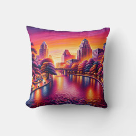 "Urban Dawn: San Antonio Riverwalk" Kissen