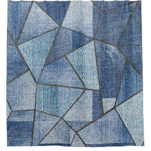 Urban Denim: gestörtes Patchwork-Design Duschvorhang