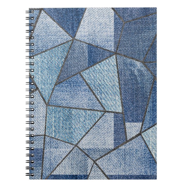 Urban Denim: gestörtes Patchwork-Design Notizblock (Vorderseite)