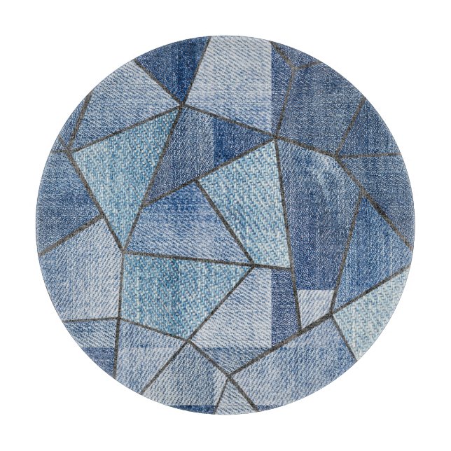 Urban Denim: gestörtes Patchwork-Design Schneidebrett (Vorderseite)