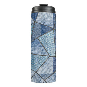 Urban Denim: gestörtes Patchwork-Design Thermosbecher