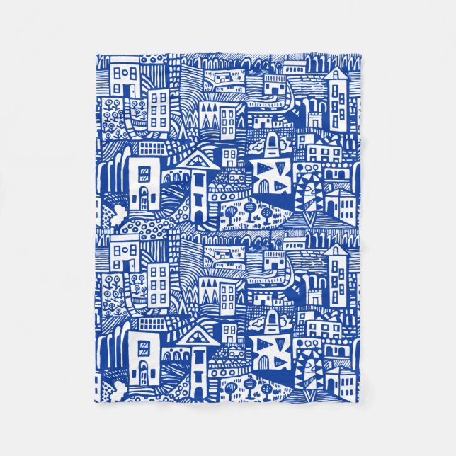 Urban Dream - Navy Blue und White Fleecedecke (Vorderseite)