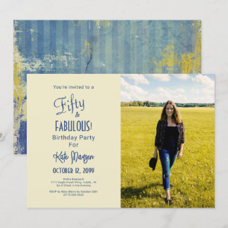 Urban Ecru 50 & FABULOUS 50. Geburtstagsparty Foto Einladung