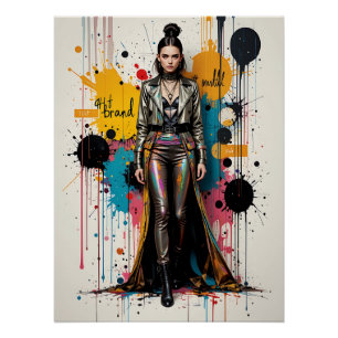 Urban Edge Fashion Meets Graffiti Poster